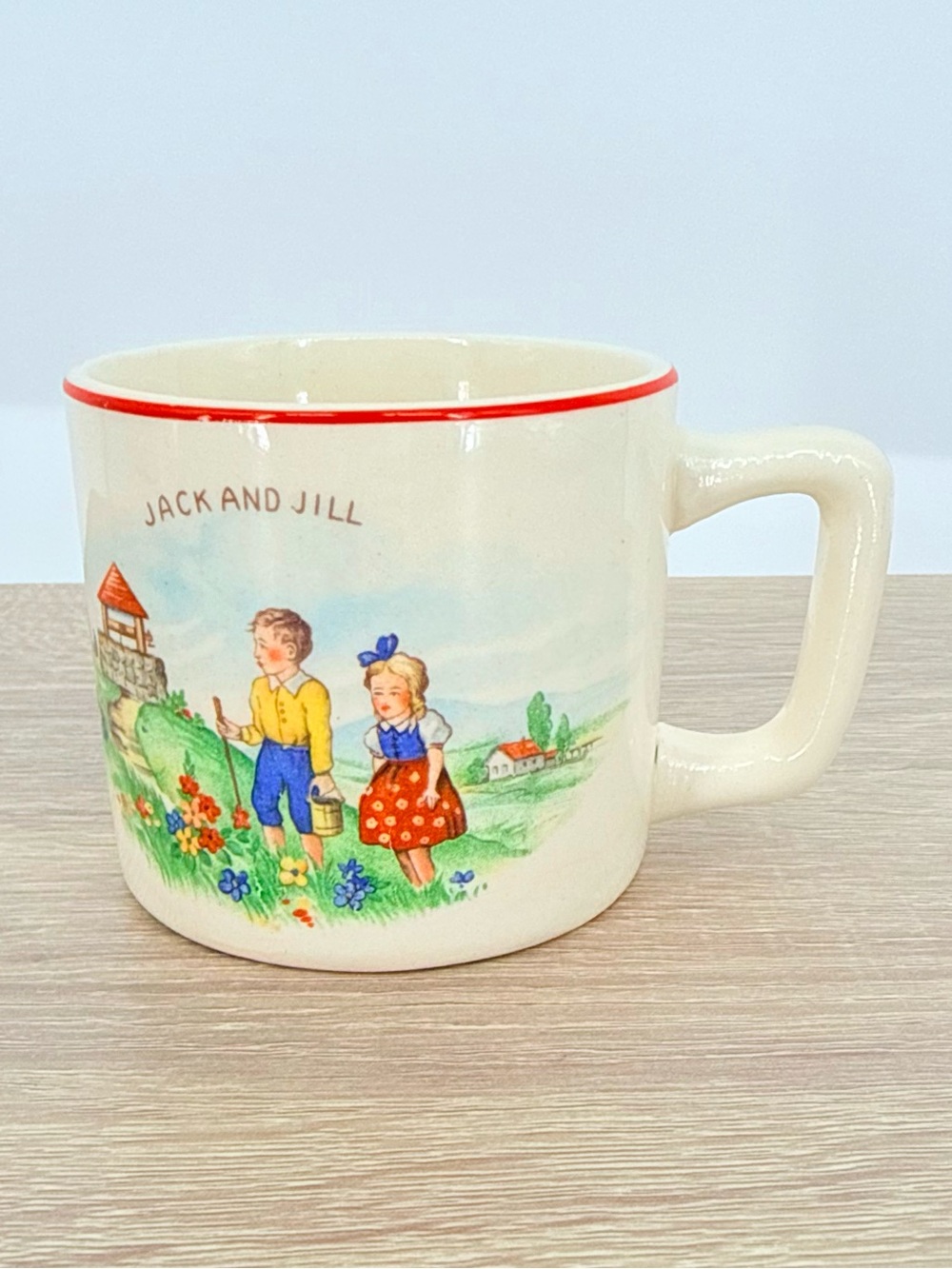 Vintage Mother Goose Nursery Rhyme Mug Cottagecore Jack & Jill Little Boy Blue